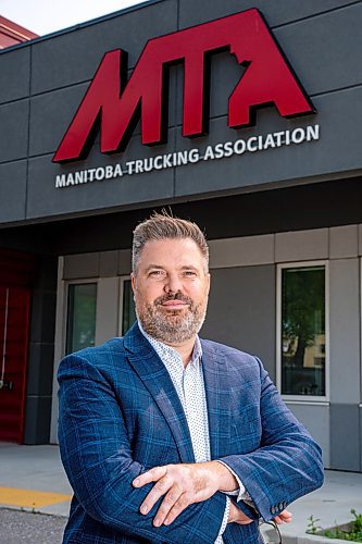 NIC ADAM / FREE PRESS
Aaron Dolyniuk, executive director of the Manitoba Trucking Association or MTA, pictured outside the MTAs building Friday morning. The MTA is speaking out against &#x201c;Driver Inc.,&#x201d; a trucking industry scheme where companies misclassify employees to avoid paying taxes and other labour deductions.
240719 - Friday, July 19, 2024.

Reporter: Gabby