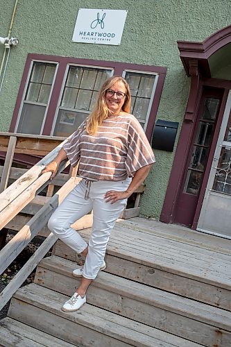 BROOK JONES / FREE PRESS
Katie Inverarity, who is the past chairperson of Heartwood Healing Centre, is pictured in front of the centre at 104 Roslyn Ave., in Winnipeg, Man., Friday, July 19, 2024. The local centre is a non-profit that supports Manitobans who have experienced childhood sexual abuse.