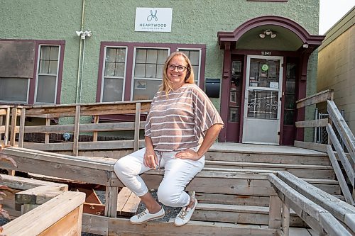 BROOK JONES / FREE PRESS
Katie Inverarity, who is the past chairperson of Heartwood Healing Centre, is pictured in front of the centre at 104 Roslyn Ave., in Winnipeg, Man., Friday, July 19, 2024. The local centre is a non-profit that supports Manitobans who have experienced childhood sexual abuse.