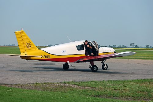 A pilot gives a thumbs-up after returning from a flight on Saturday during the Brandon Flight Centre's fly-in breakfast. (Colin Slark/The Brandon Sun)