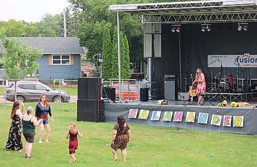 Audience members dance as Anastasia Jane performs on Sunday afternoon during the last day of the Salamander Summer Music Festival on Sunday. (Colin Slark/The Brandon Sun)