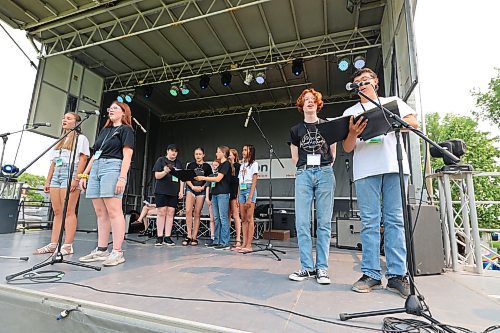 Members of Mecca Production's Auditioned Performance Troupe perform a variety of songs they learned over the previous year on Sunday at the Salamander Summer Music Festival at Rideau Park. (Colin Slark/The Brandon Sun)