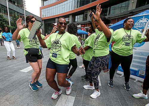 JOHN WOODS / FREE PRESS
Members of Pegcity Steppers dance at their Health And Wellness Day event at True North Square Sunday, July 21, 2024. 

Reporter: