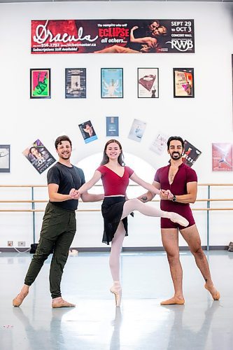 MIKAELA MACKENZIE / FREE PRESS

Royal Winnipeg Ballet dancers Josh Hidson (left), Amanda Solheim, and Stephan Azulay, who have all recieved promotions within the company, on Wednesday, July 17, 2024.

For Jen story.