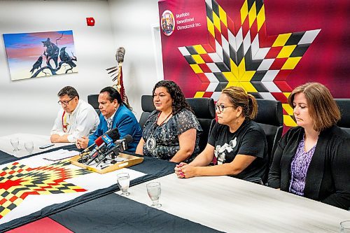 NIC ADAM / FREE PRESS
Chief Angela Levasseur of Nisichawayasihk Cree Nation speaks at a press conference about Nisichawayasihk Cree Nation&#x2019;s Nursing Shortage that forced a Health Care State of Emergency to be Called at the MKO Office Monday morning.
240722 - Monday, July 22, 2024.

Reporter: Jordan