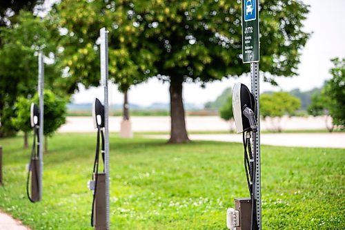 MIKAELA MACKENZIE / FREE PRESS

Rural EV charging stations in the parking lot at the Lower Fort Garry historic site near Saint Andrews on Monday, July 22, 2024. 

For JS story.