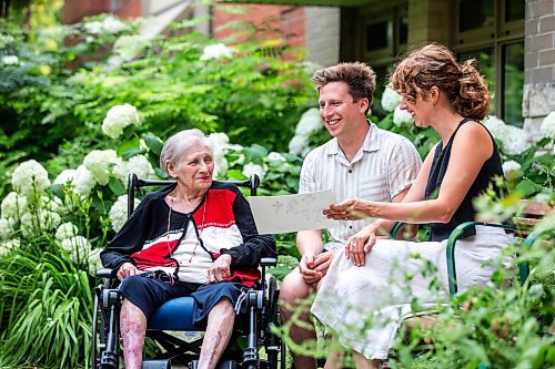 MIKAELA MACKENZIE / FREE PRESS

Edith Almadi (left), Toby Gillies, and Natalie Baird, co-collaborators on Don't Let the Sun Catch You Crying (an animated short film screening next weekend at the Gimli Film Festival), at the Misericordia Care Home on Friday, July 19, 2024. 

For Ben Waldman story.