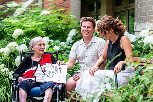 MIKAELA MACKENZIE / FREE PRESS

Edith Almadi (left), Toby Gillies, and Natalie Baird, co-collaborators on Don't Let the Sun Catch You Crying (an animated short film screening next weekend at the Gimli Film Festival), at the Misericordia Care Home on Friday, July 19, 2024. 

For Ben Waldman story.