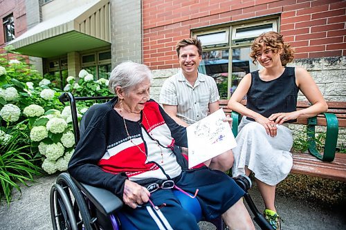 MIKAELA MACKENZIE / FREE PRESS

Edith Almadi (left), Toby Gillies, and Natalie Baird, co-collaborators on Don't Let the Sun Catch You Crying (an animated short film screening next weekend at the Gimli Film Festival), at the Misericordia Care Home on Friday, July 19, 2024. 

For Ben Waldman story.