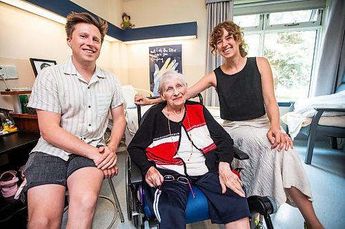 MIKAELA MACKENZIE / FREE PRESS

Toby Gillies (left), Edith Almadi, and Natalie Baird, co-collaborators on Don't Let the Sun Catch You Crying (an animated short film screening next weekend at the Gimli Film Festival), at the Misericordia Care Home on Friday, July 19, 2024. 

For Ben Waldman story.