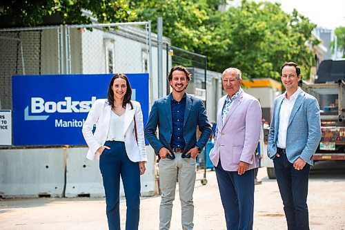 MIKAELA MACKENZIE / FREE PRESS

Sarah Anderson, director of talent management (left), Dan Bockstael, co-president, Carmine Militano, CEO, and Nick Bockstael, co-president, at a Bockstael Construction site at 308 Colony on Friday, July 19, 2024. 

For &#x460;story.