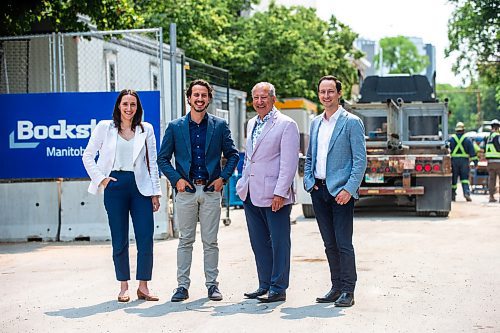 MIKAELA MACKENZIE / FREE PRESS

Sarah Anderson, director of talent management (left), Dan Bockstael, co-president, Carmine Militano, CEO, and Nick Bockstael, co-president, at a Bockstael Construction site at 308 Colony on Friday, July 19, 2024. 

For &#x460;story.