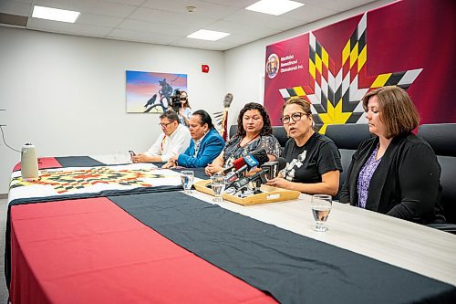 NIC ADAM / FREE PRESS
Nisichawayasihk Cree Nation&#x2019;s Director of Health, Lynda Wright, speaks at a press conference about Nisichawayasihk Cree Nation&#x2019;s Nursing Shortage that forced a Health Care State of Emergency to be Called at the MKO Office Monday morning.
240722 - Monday, July 22, 2024.

Reporter: Jordan