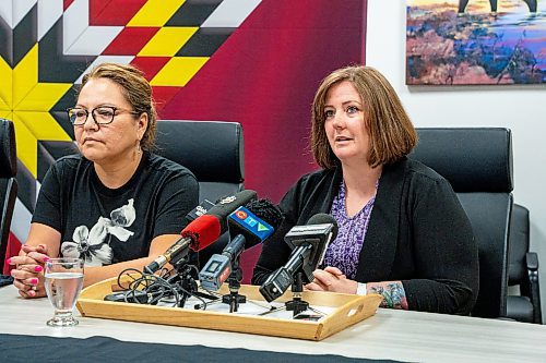 NIC ADAM / FREE PRESS
Exec. Director Nisichawayasihk Cree Nation Personal Care Home, Jessie Horodecki, speaks at a press conference about Nisichawayasihk Cree Nation&#x2019;s Nursing Shortage that forced a Health Care State of Emergency to be Called at the MKO Office Monday morning.
240722 - Monday, July 22, 2024.

Reporter: Jordan