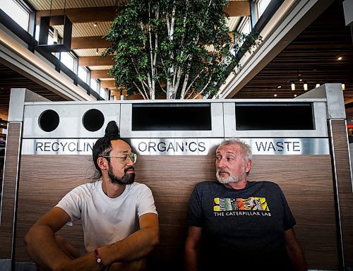 JOHN WOODS / FREE PRESS
Takashi Iwasaki and Jeff McKay, creators of a new animated short film, Shitty Little, which is all about how humans overtake nature are photographed in a mall food court in south Winnipeg Monday, July 22, 2024. 

Reporter: ben