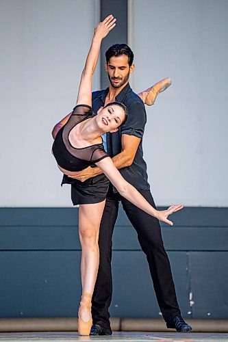 NIC ADAM / FREE PRESS
Members of the RWB perform Snarky Puppy, choreographed by Stephan Azulay, at Assiniboine Park&#x2019;s Lyric Theatre Tuesday evening. Ballet in the park is happening from July 24 to 26, starting at 7:30pm, and is free and open to the public.
240723 - Tuesday, July 23, 2024.

Reporter: