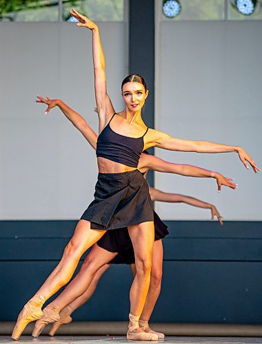 NIC ADAM / FREE PRESS
Members of the RWB perform Snarky Puppy, choreographed by Stephan Azulay, at Assiniboine Park&#x2019;s Lyric Theatre Tuesday evening. Ballet in the park is happening from July 24 to 26, starting at 7:30pm, and is free and open to the public.
240723 - Tuesday, July 23, 2024.

Reporter: