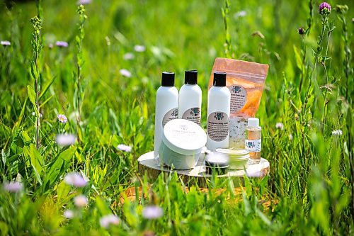 MIKAELA MACKENZIE / FREE PRESS

Mashkiki Garden Creations products at Assiniboine Forest on Thursday, July 25, 2024. These are natural beauty and wellness products infused with Manitoba prairie plants.

For AV story.