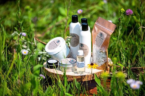 MIKAELA MACKENZIE / FREE PRESS

Mashkiki Garden Creations products at Assiniboine Forest on Thursday, July 25, 2024. These are natural beauty and wellness products infused with Manitoba prairie plants.

For AV story.