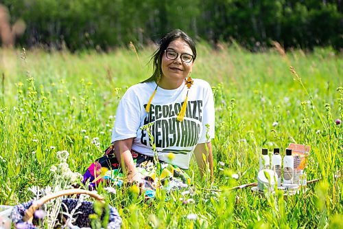 MIKAELA MACKENZIE / FREE PRESS

Dana Connolly, the creator of Mashkiki Garden Creations, at Assiniboine Forest on Thursday, July 25, 2024. She makes natural beauty and wellness products infused with Manitoba prairie plants.

For AV story.