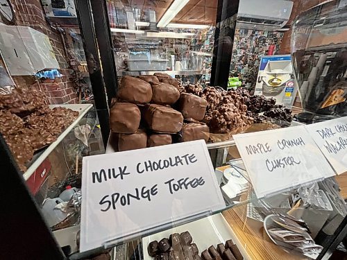 In addition to their many flavours of gelato, The Chocolate Fox carries a selection of handcrafted, Manitoba-made chocolates and specialty treats, including these chocolates from Mordens' of Winnipeg. (Matt Goerzen/The Brandon Sun)