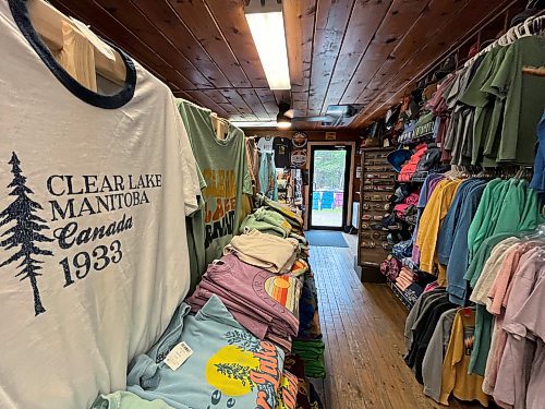 The Chocolate Fox in Wasagaming sells more than flavourful gelato and Manitoba-made chocolate. They carry several lines of Manitoba-made products including Clear Lake apparel for tourists and locals alike. (Matt Goerzen/The Brandon Sun)