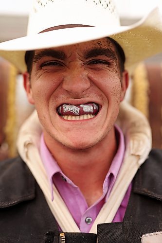 25072024
Spencer Parker after competing in the Bareback Riding event at the first go-round of the 68th Annual Manitoba Threshermen&#x2019;s Reunion and Stampede rodeo near Austin, Manitoba on Thursday evening.  (Tim Smith/The Brandon Sun)