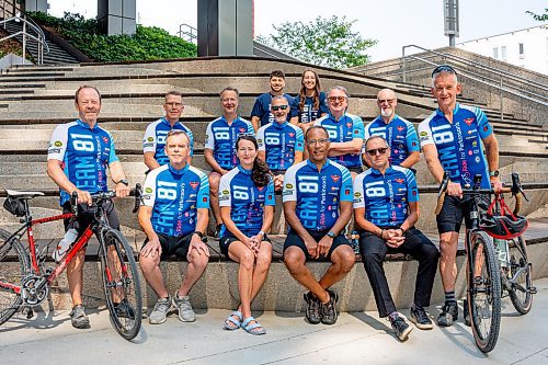 NIC ADAM / FREE PRESS
The Team 81 Ride for Parkinson&#x2019;s group pictured at True North Square Thursday morning.
240725 - Thursday, July 25, 2024.

Reporter: Sabrina