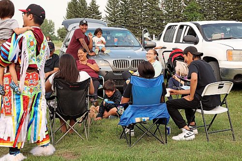 Family from across the Prairies share laughs together on the opening night of the Sioux Valley Dakota Nation Pow Wow on Friday evening. (Tim Smith/The Brandon Sun)