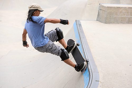 Mike Sudoma/Free Press
Eric Santiago enjoys a skate session at the bowl at the Forks Plaza skatepark in the Friday afternoon heat
July 26, 2024
