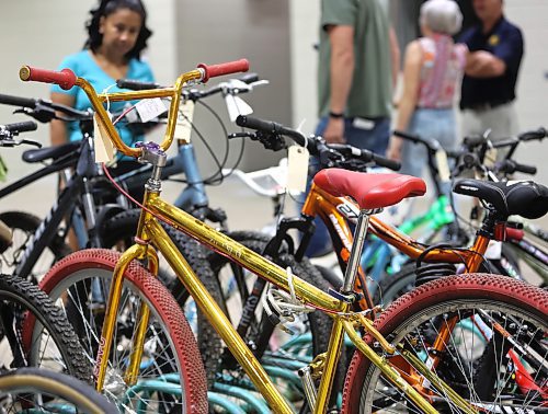 More than 100 bicycles were up for auction during the Kiwanis Club of Brandon's bike auction on Saturday, held in the Manitoba Room at the Keystone Centre. (Michele McDougall/The Brandon Sun)  