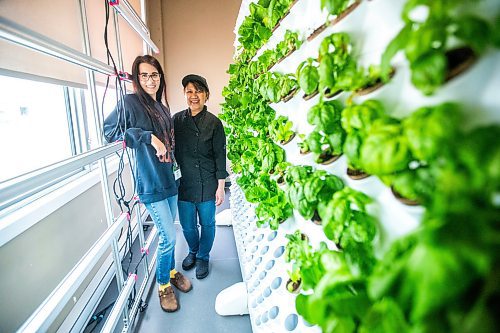 MIKAELA MACKENZIE / FREE PRESS

Kendall Giilck, social enterprise and employment program manager (left), and Tea Travis, kitchen supervisor, with the new hydroponic greens growing system at Siloam Mission on Friday, July 26, 2024. 

For Kevin story.