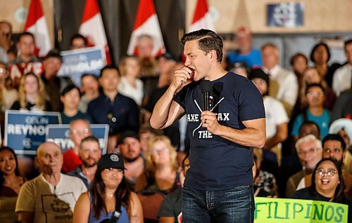 JOHN WOODS / FREE PRESS
Pierre Poilievre, leader of the federal PC party, speaks at an Axe The Tax rally at the Club Regent Casino hotel Sunday, July 28, 2024. 

Reporter: aaron