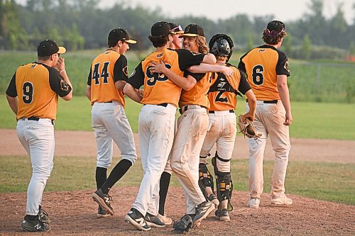 Mike Sudoma/Free Press
Bonivital storm the field and celebrate their victory over Oildome during the AAA Baseball Manitoba Provincial Championships Sunday evening at Charleswood Place field
July 28, 2024
