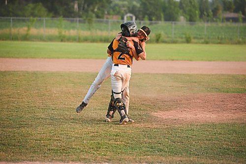 Mike Sudoma/Free Press
Bonivitals Cal Lagace and Benjamin Graham share a moment as thew team wins the Tier 2 AAA 18 U Baseball Manitoba Provincial Championships against Oildome Sunday evening at Charleswood Place field
July 28, 2024
