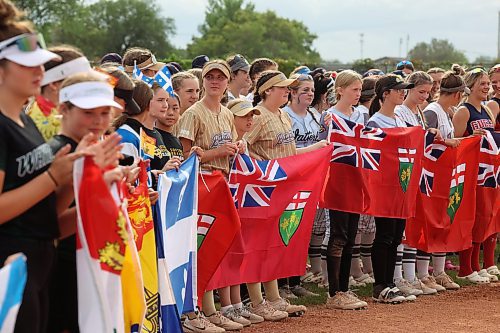 Teams from across Canada take part in the opening ceremonies of the U15 Girl's Canadian Fast Pitch Championships at the Ashley Neufeld Softball Complex in Brandon last August. The venue will be humming again this weekend with the inaugural under-13 girls western Canadian championship, with the boys also in action. (Tim Smith/The Brandon Sun)