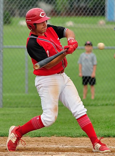 When it comes to providing clutch hitting and keeping opposing defensives on their toes, Boissevain Centennials Jordan Foote is having a stellar playoff series for his team facing the Wawanesa Brewers. (Jules Xavier/The Brandon Sun)