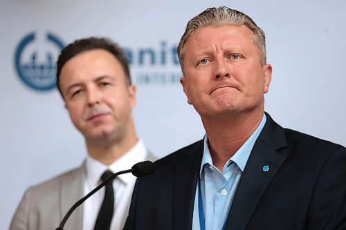 Ruth Bonneville / Free Press

Local - MHI 

Finance Minister Adrien Sala and 
Ben Graham, board chair, Manitoba Hydro, announce that Manitoba Hydro&#x2019;s commercial branch is resuming operations of its international energy consulting business at press conference at MB. Hydro HQ Monday. 


July 29th,  2024

