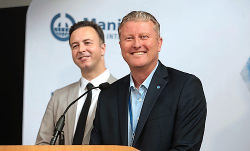 Ruth Bonneville / Free Press

Local - MHI 

Finance Minister Adrien Sala and 
Ben Graham, board chair, Manitoba Hydro, announce that Manitoba Hydro&#x2019;s commercial branch is resuming operations of its international energy consulting business at press conference at MB. Hydro HQ Monday. 


July 29th,  2024

