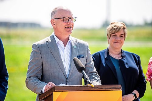 MIKAELA MACKENZIE / FREE PRESS

	
Mayor Scott Gillingham speaks to the media about the South Winnipeg Recreation Complex in Bridgwater on Tuesday, July 30, 2024. 

For Jordan story.