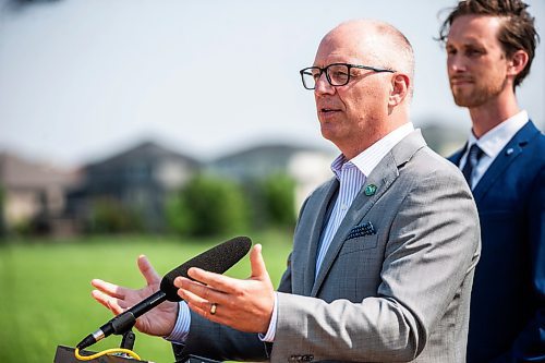 MIKAELA MACKENZIE / FREE PRESS

	
Mayor Scott Gillingham speaks to the media about the South Winnipeg Recreation Complex in Bridgwater on Tuesday, July 30, 2024. 

For Jordan story.