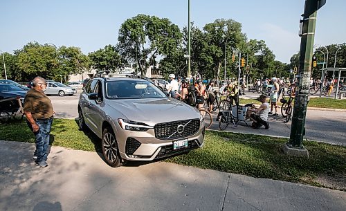 JOHN WOODS / FREE PRESS
About 180 cyclists blocked cars at the intersection of Academy and Wellington Tuesday, July 30, 2024. Cyclists want safe infrastructure after a child was hit by a driver at the intersection yesterday.

Reporter: ?