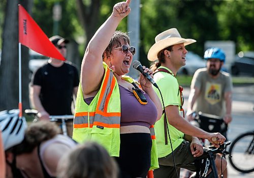 JOHN WOODS / FREE PRESS
About 180 cyclists blocked cars at the intersection of Academy and Wellington Tuesday, July 30, 2024. Cyclists want safe infrastructure after a child was hit by a driver at the intersection yesterday.

Reporter: ?