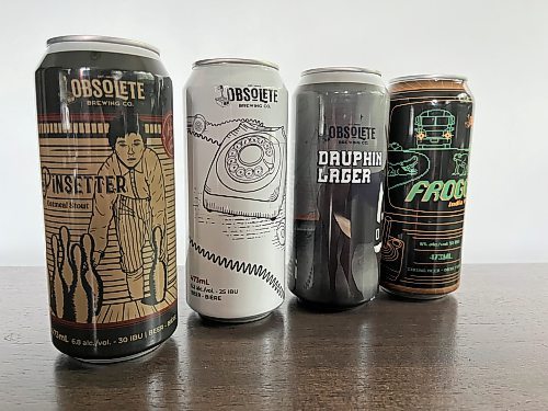 Some of the recent brews available through the Manitoba Liquor Mart in Brandon from Dauphin's Obsolete Brewing Company. (Matt Goerzen/The Brandon Sun)