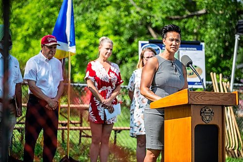 MIKAELA MACKENZIE / FREE PRESS

	
Vivian Santos, chairperson of the Standing Policy Committee on Community Services, speaks at the groundbreaking of a new basketball court and playground at Northwood Community Centre on Wednesday, July 31, 2024. 

For Jura story.