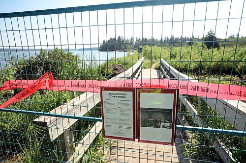 31072024
Signs and fencing block access to boat cove from the trail system around Clear Lake during zebra mussel mitigation efforts. (Tim Smith/The Brandon Sun)