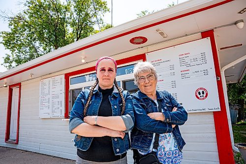 NIC ADAM / FREE PRESS
Manager Tessa Galbichka (left) and her mother, and owner, Shannon Galbichka pictured outside Brian's Drive-Inn Wednesday.
240731 - Wednesday, July 31, 2024.

Reporter: Dave
