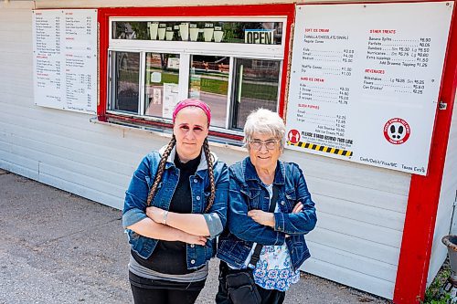 NIC ADAM / FREE PRESS
Manager Tessa Galbichka (left) and her mother, and owner, Shannon Galbichka pictured outside Brian's Drive-Inn Wednesday.
240731 - Wednesday, July 31, 2024.

Reporter: Dave
