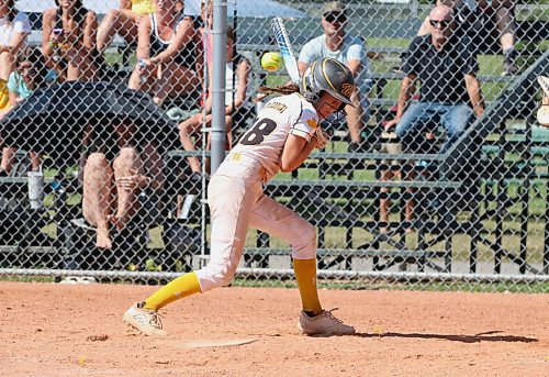 Westman Magic batter Brielle McGonigal ducks under a high inside pitch inside during her team's game against the Tri-City Titans in the under-13 western Canadian championship at the Ashley Neufeld Softball Complex on Thursday. (Perry Bergson/The Brandon Sun)
Aug. 1, 2024