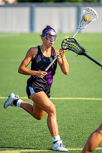 NIC ADAM / FREE PRESS
The Manitoba women's U19 field lacrosse team&#x2019;s Payton Cvetkovic (5) practicing at Ralph Cantafio Soccer Complex Wednesday before the national women's U19 field lacrosse championship at Ralph Cantafio this weekend.
240731 - Wednesday, July 31, 2024.

Reporter: Josh